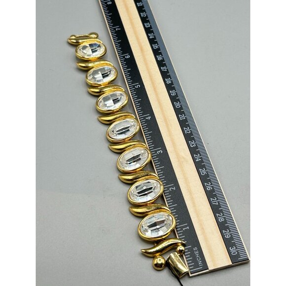 Napier 1990 Bracelet Book Piece Gold Plated Swarovski Crystals Hollywood Series - Picture 7 of 8